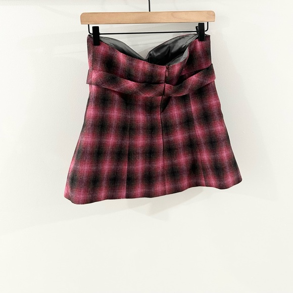 Trina Turk Plaid Strapless Bow Detail Top Purple Size 8 - Picture 5 of 5